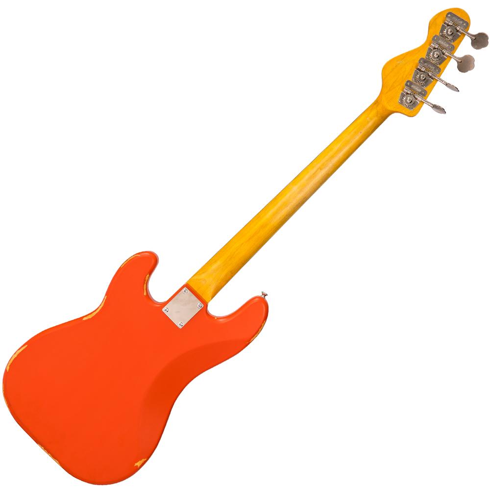 Vintage V4 ICON Bass ~ Distressed Firenza Red – Vintage Guitars