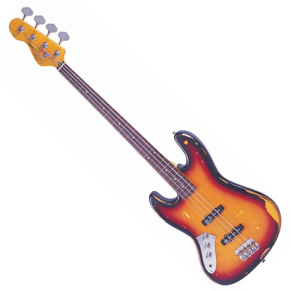 Vintage V74 ICON Fretless Bass ~ Sunset Sunburst Left Hand